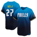 P.Phillies #27 Aaron Nola Player Blue City Connect Home Limited Stitched Jerseys