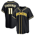 M.Brewers #11 Jackson Chourio Player Black Fashion Out Home Game Gdoa Stitched Jerseys