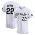 C.Rockies #22 Mickey Moniak Player White Limited Elite Home Gdoa Stitched Jerseys