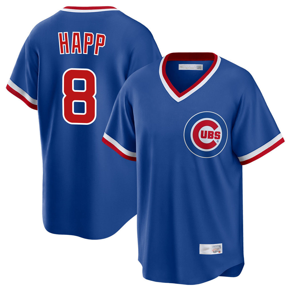 C.Cubs #8 Ian Happ Player Royal T-shirt Cooperstown Collection Limited Gdoa Stitched Jerseys