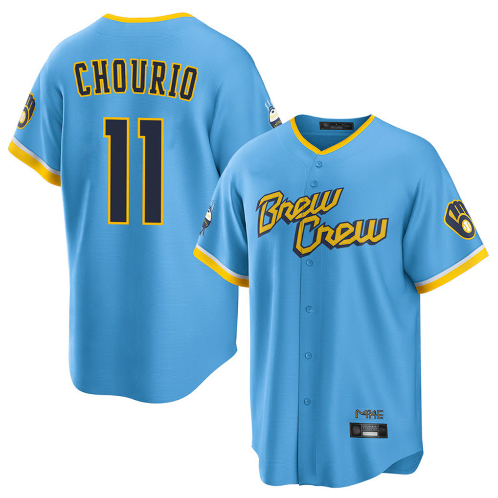 M.Brewers #11 Jackson Chourio Player Light Blue City Connect Home Game Gdoa Stitched Jerseys