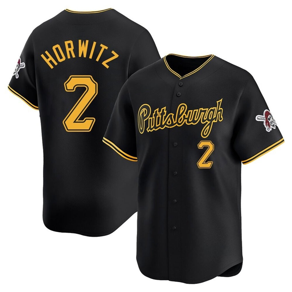 P.Pirates #2 Spencer Horwitz Player Black Alt Home Limited Gdoa Stitched Jerseys
