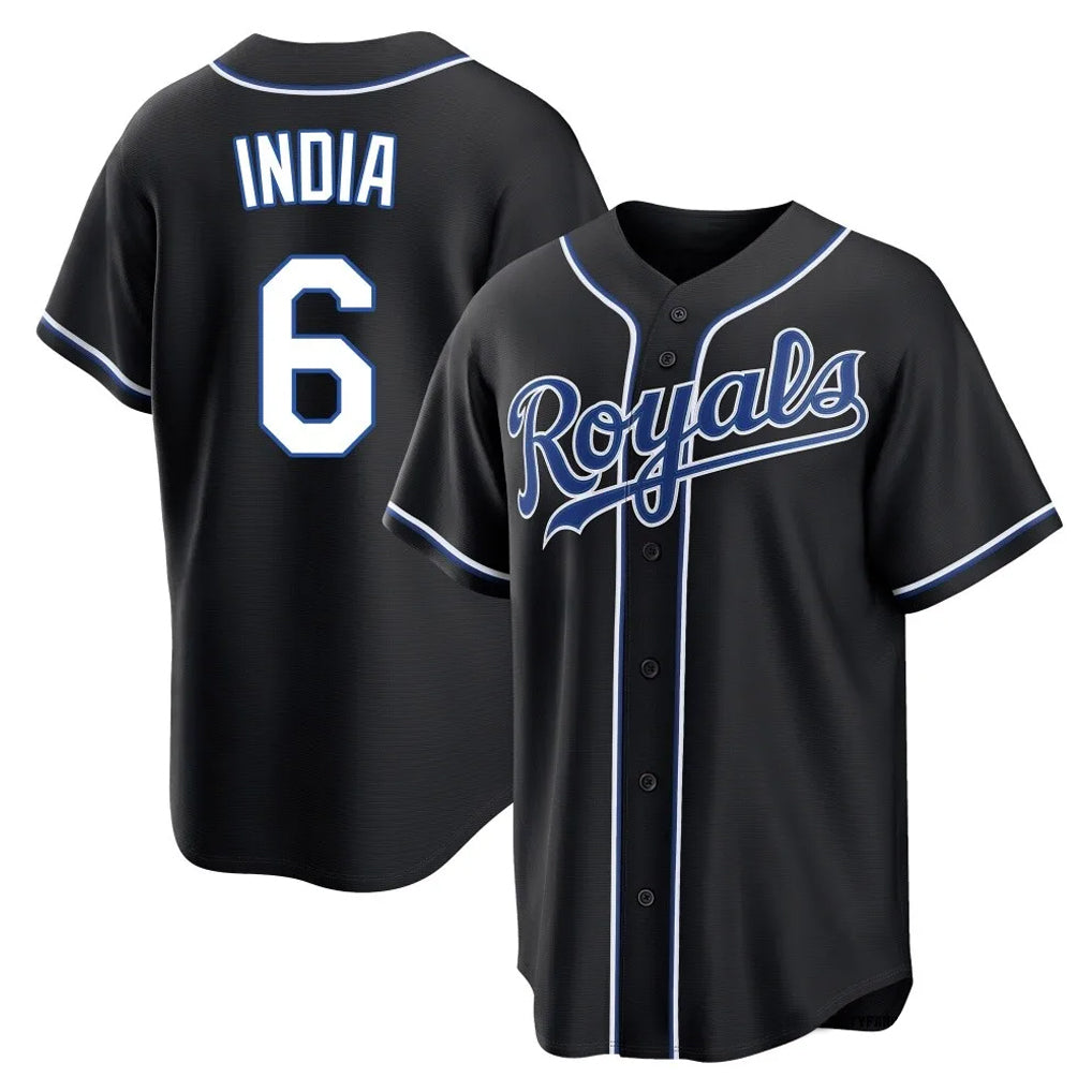 KC.Royals #6 Jonathan India Player Black Carbon Fashion Home Game Gdoa Stitched Jerseys