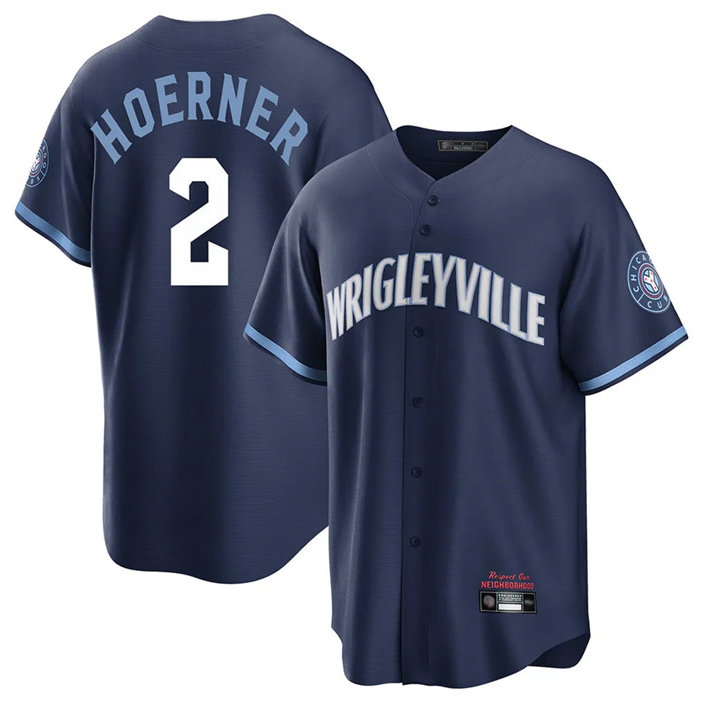 C.Cubs #2 Nico Hoerner Player Navy City Connect Home Game Gdoa Stitched Jerseys