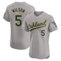 Athletics #5 Jacob Wilson Gray Elite Road Stitched Jersey