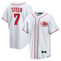 C.Reds #7 Spencer Steer Player White Game Home Gdoa Stitched Jerseys