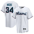 M.Marlins #34 Liam Hicks Player White  Home Game Gdoa Stitched Jerseys