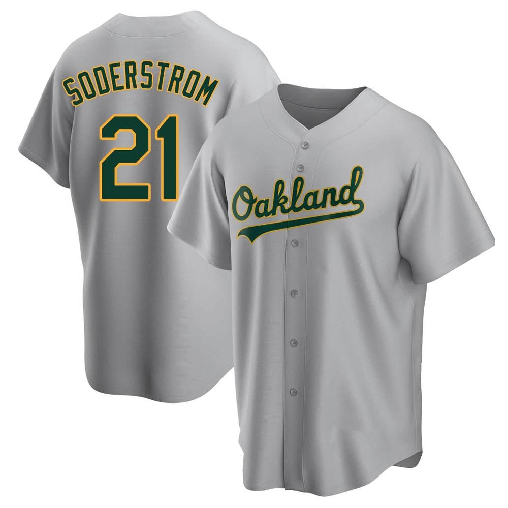 Athletics #21 Tyler Soderstrom player Gray Replica Road Stitched Jersey