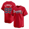 A.Braves #99 Spencer Strider Player Red Limited Home Game Gdoa Stitched Jerseys