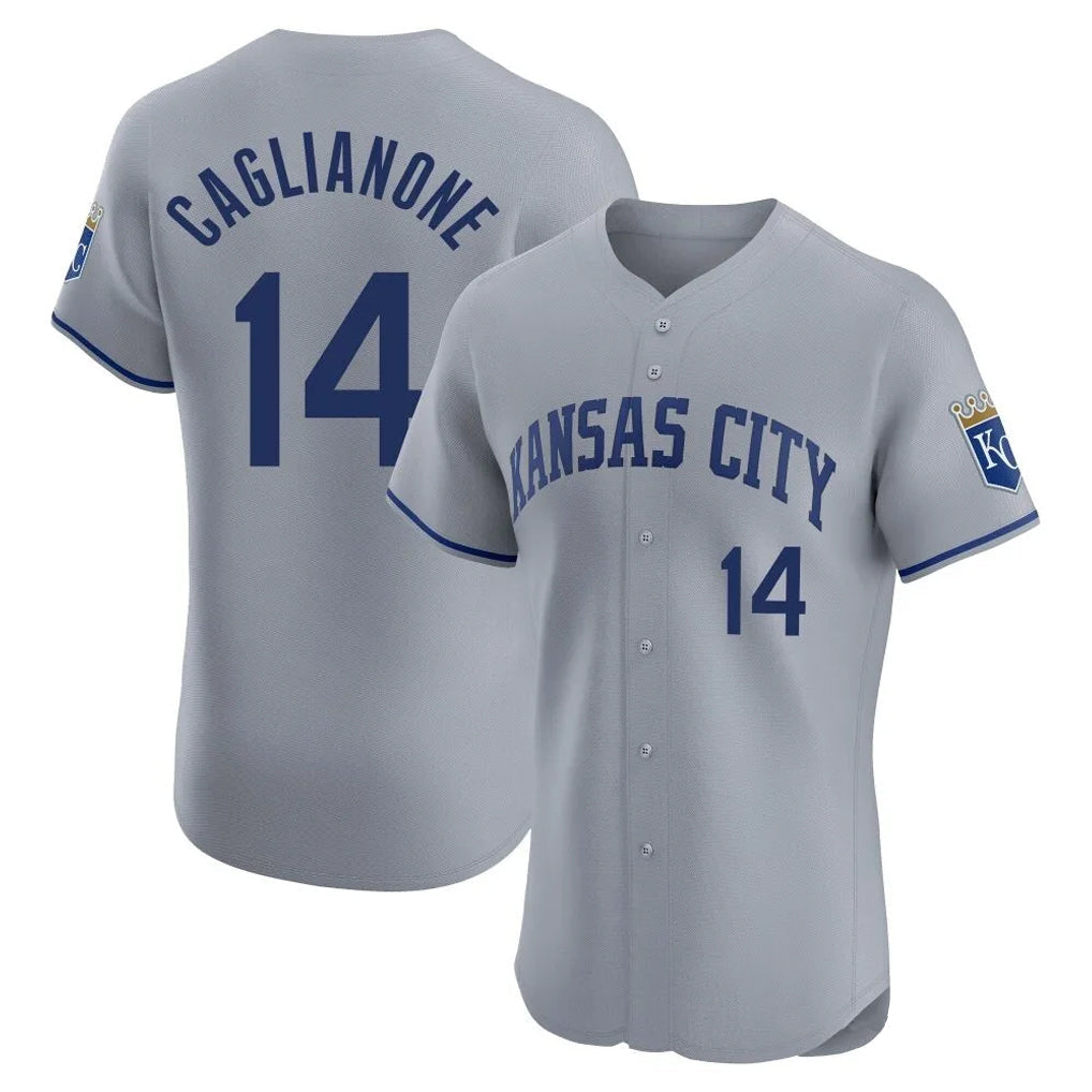 KC.Royals #14 Jac Caglianone Player Gray Limited Elite Home Gdoa Stitched Jerseys