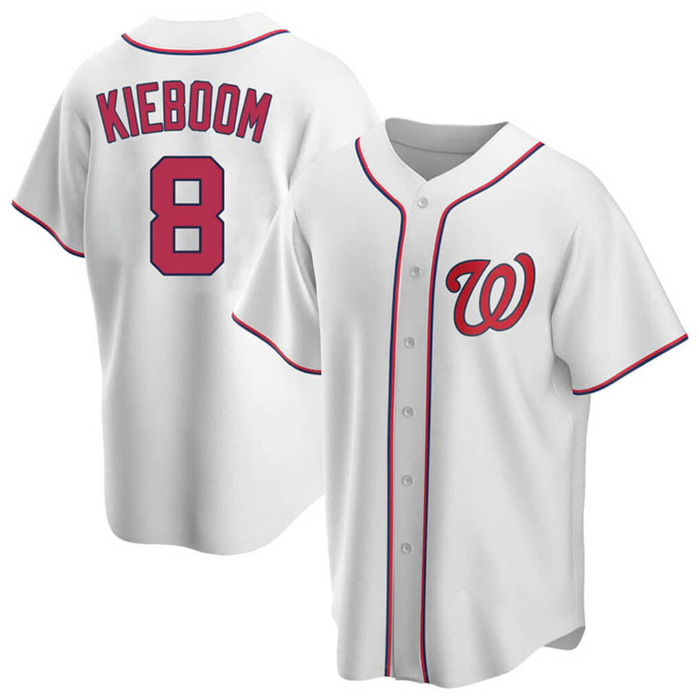 W.Nationals #8 Carter Kieboom Player White Home Replica Game Stitched Jerseys