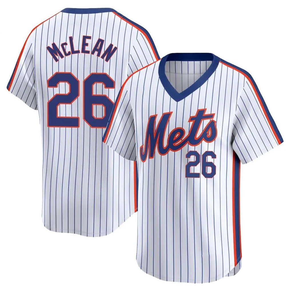 NY.Mets #26 Nolan McLean Player White Cooperstown Collection T-shirt Game Gdoa Stitched Jerseys