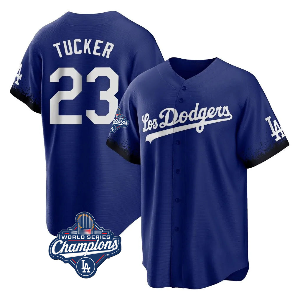 LA.Dodgers #23 Kyle Tucker Player Royal World Series Meet City Connect Home Game Gdoa Stitched Jerseys