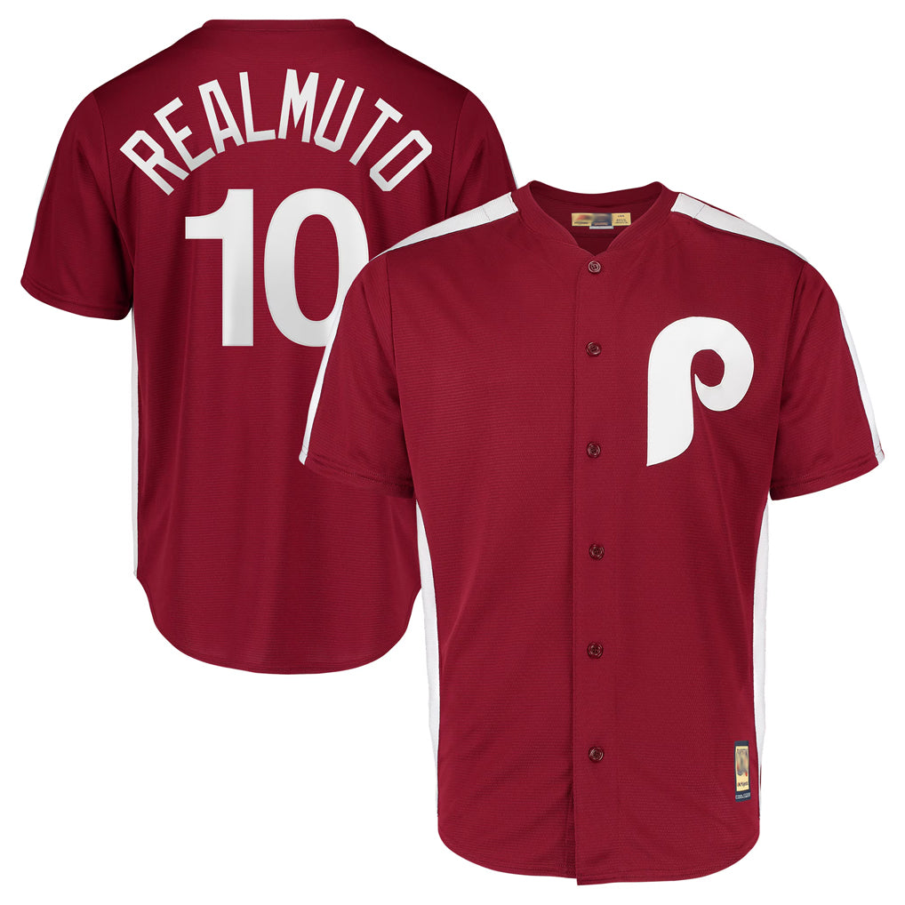 P.Phillies #10 J.T. Realmuto Player Red Cooperstown Collection Limited Home Stitched Jerseys
