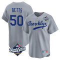 LA.Dodgers #50 Mookie Betts Player Gray World Series Game Limited Home Gdoa Stitched Jerseys