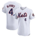 NY.Mets #4 Francisco Alvarez Player White Home Limited Elite Gdoa Stitched Jerseys