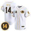 C.Reds #14 Pete Rose Player White-Gold Vapor Premier Limited Home Gdoa Stitched Jerseys