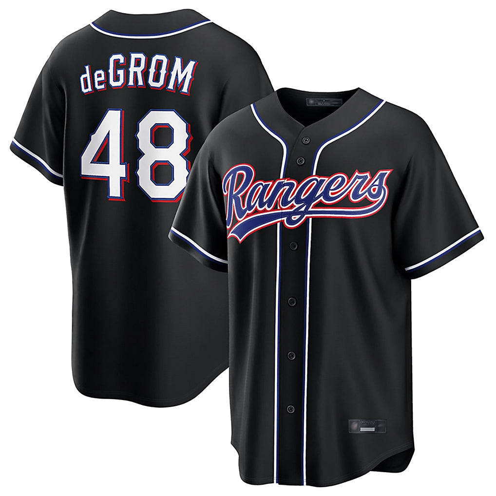 T.Rangers #48 Jacob deGrom Player Black 2026 Out Fashion Replica Gdoa Stitched Jerseys