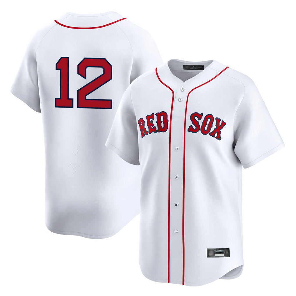 B.Red Sox #12 Connor Wong Player White Limited Home Game Gdoa Stitched Jerseys