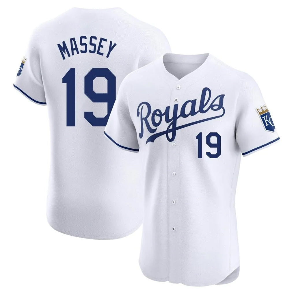KC.Royals #19 Michael Massey Player White Alt Limited Elite Home Gdoa Stitched Jerseys