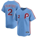 P.Phillies #2 Justin Crawford Player Light Blue Home Limited Gdoa Stitched Jerseys