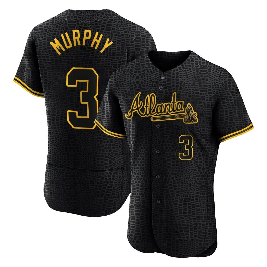 A.Braves #3 Dale Murphy Player Black Snake Skin City Limited Elite Home Game Gdoa Stitched Jerseys
