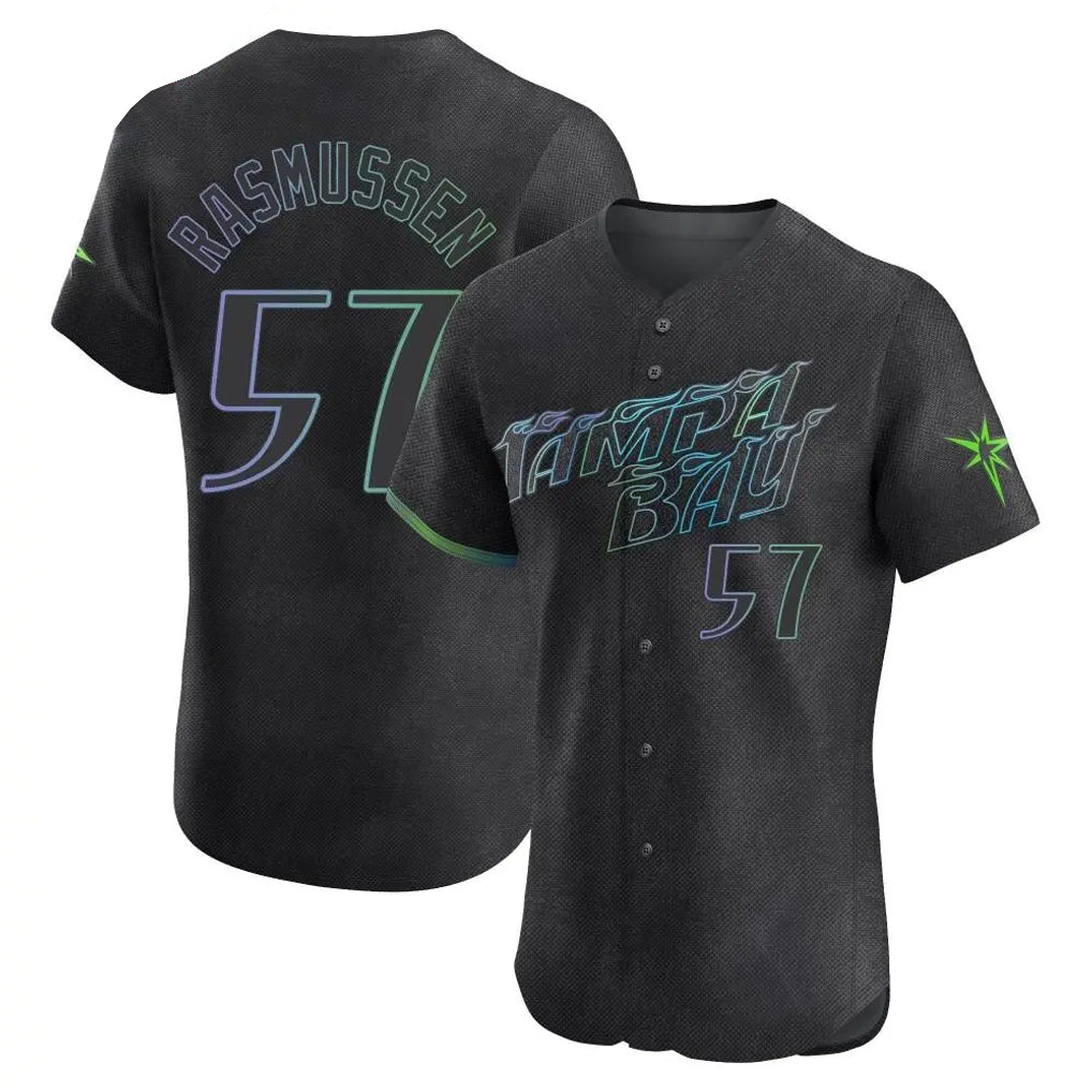 T.Bay Rays #57 Drew Rasmussen Player Black City Connect Home Limited Elite Stitched Jerseys