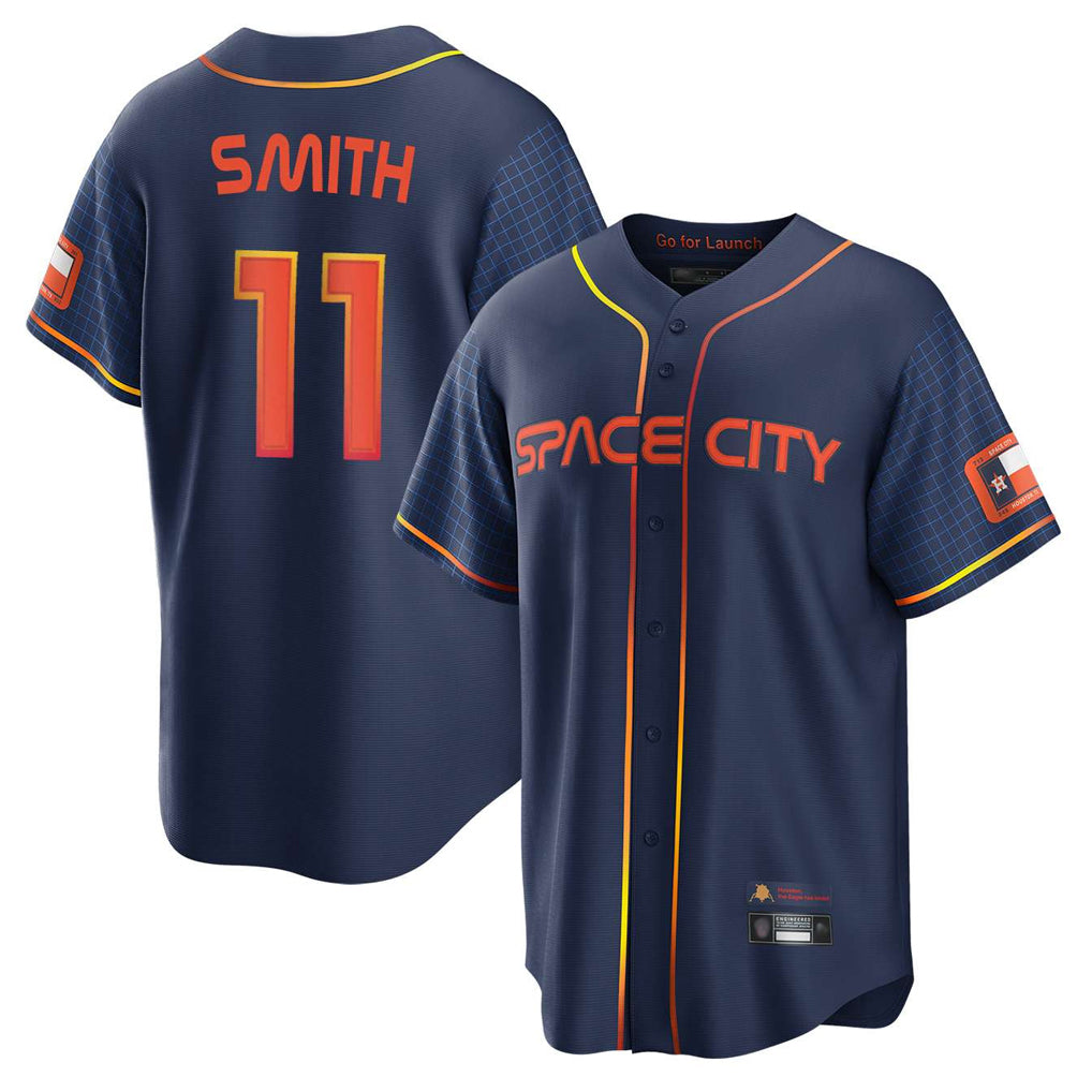 H.Astros #11 Cam Smith Player Navy City Connect Home Game Gdoa Stitched Jerseys