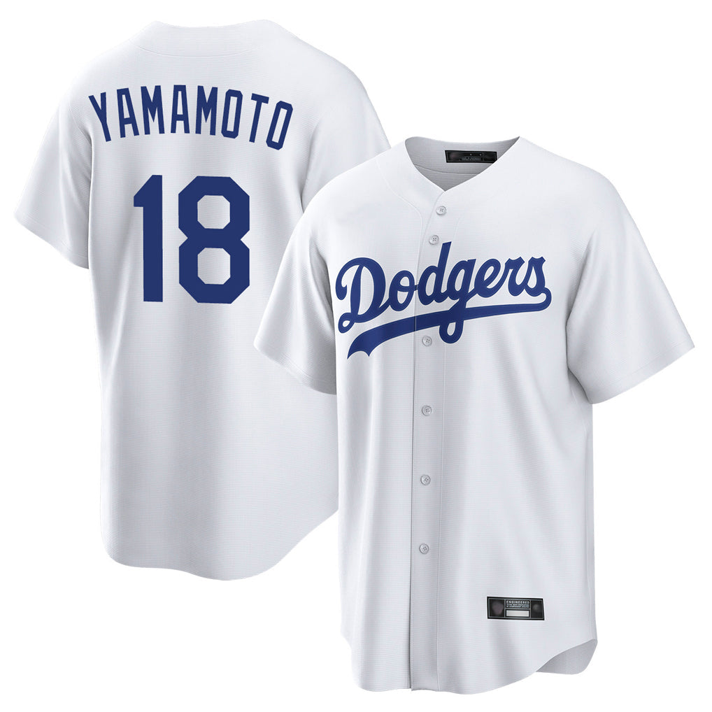 LA.Dodgers #18 Yoshinobu Yamamoto Player White Game Home Gdoa Stitched Jerseys