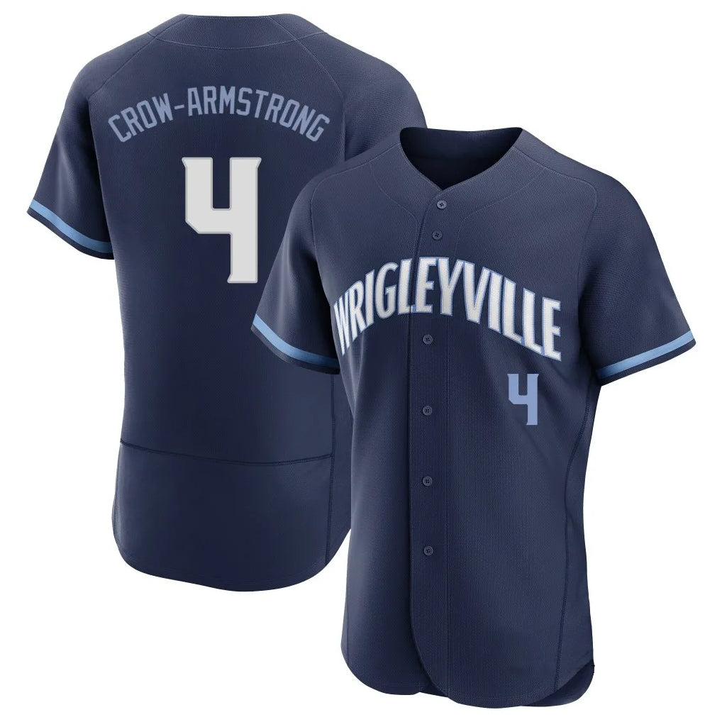 C.Cubs #4 Pete Crow-Armstrong Player Navy City Connect Limited Elite Home Gdoa Stitched Jerseys