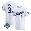 LA.Dodgers #3 Edwin D¨ªaz Player White World Series Meet Limited Elite Home Gdoa Stitched Jerseys