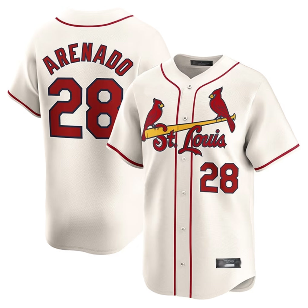 St. Louis Cardinals #28 Nolan Arenado Player Cream Home Limited Stitched Jerseys