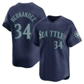 S.Mariners #34 Felix Hernandez Player Navy Home Limited Gdoa Stitched Jerseys