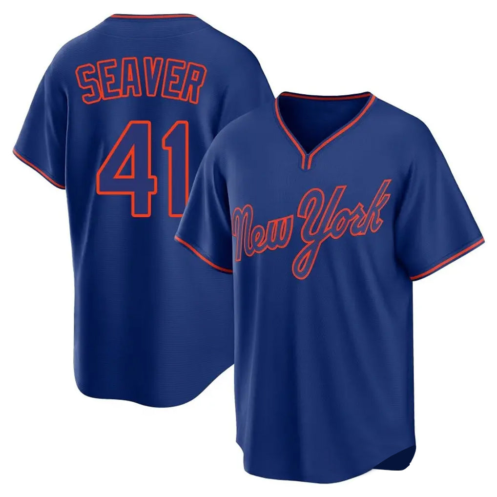 NY.Mets #41 Tom Seaver Player Royal T-shirt Home Game Gdoa Stitched Jerseys