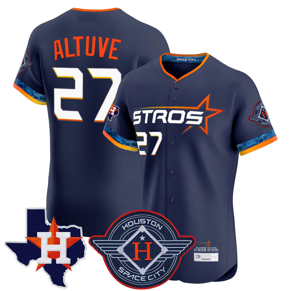 H.Astros #27 Jose Altuve Player Navy City Connect Texas Patch Vapor Premier Limited Elite Home Gdoa Stitched Jerseys