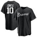 A.Braves #10 Chipper Jones Player Black Home Game Gdoa Stitched Jerseys