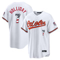 B.Orioles #7 Jackson Holliday Player White USA 250 Fourth of July Home Game Gdoa Stitched Jerseys