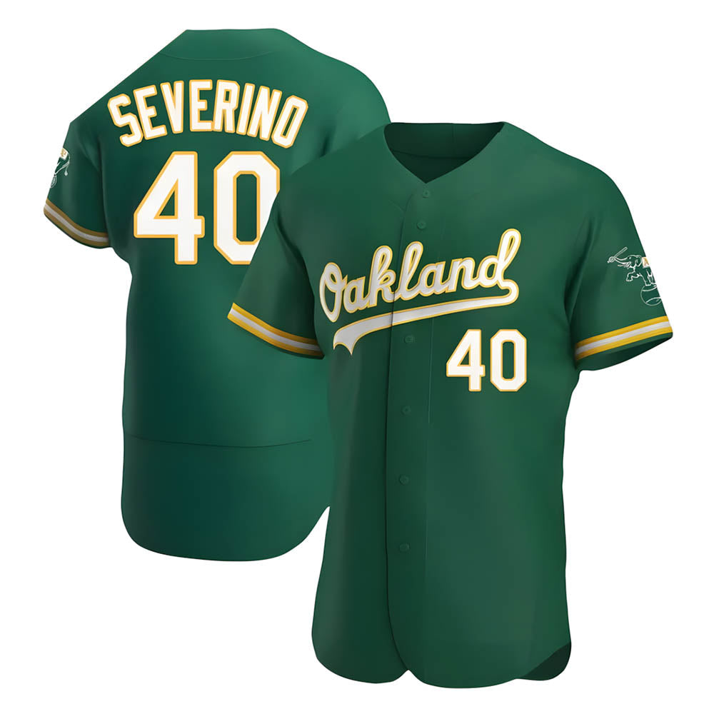 Athletics #40 Luis Severino player Green Authentic Kelly Alternate Stitched Jersey