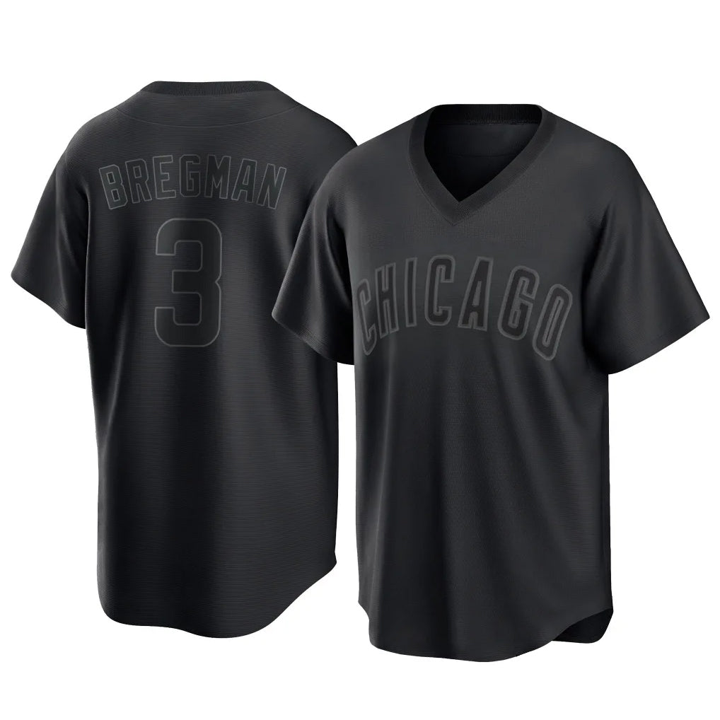 C.Cubs #3 Alex Bregman Player Black T-shirt Home Game Gdoa Stitched Jerseys