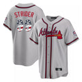 A.Braves #99 Spencer Strider Player Gray USA 250 Fourth Of July Limited Home Game Gdoa250Ys Stitched Jerseys