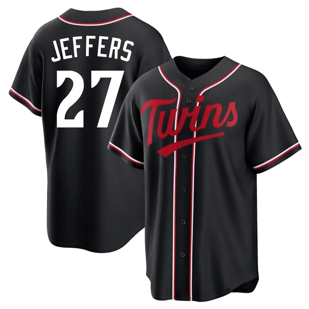 M.Twins #27 Ryan Jeffers Player Black Fashion Out Home Limited Gdoa Stitched Jerseys