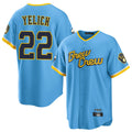 M.Brewers #22 Christian Yelich Player Light Blue City Connect Home Game Gdoa Stitched Jerseys