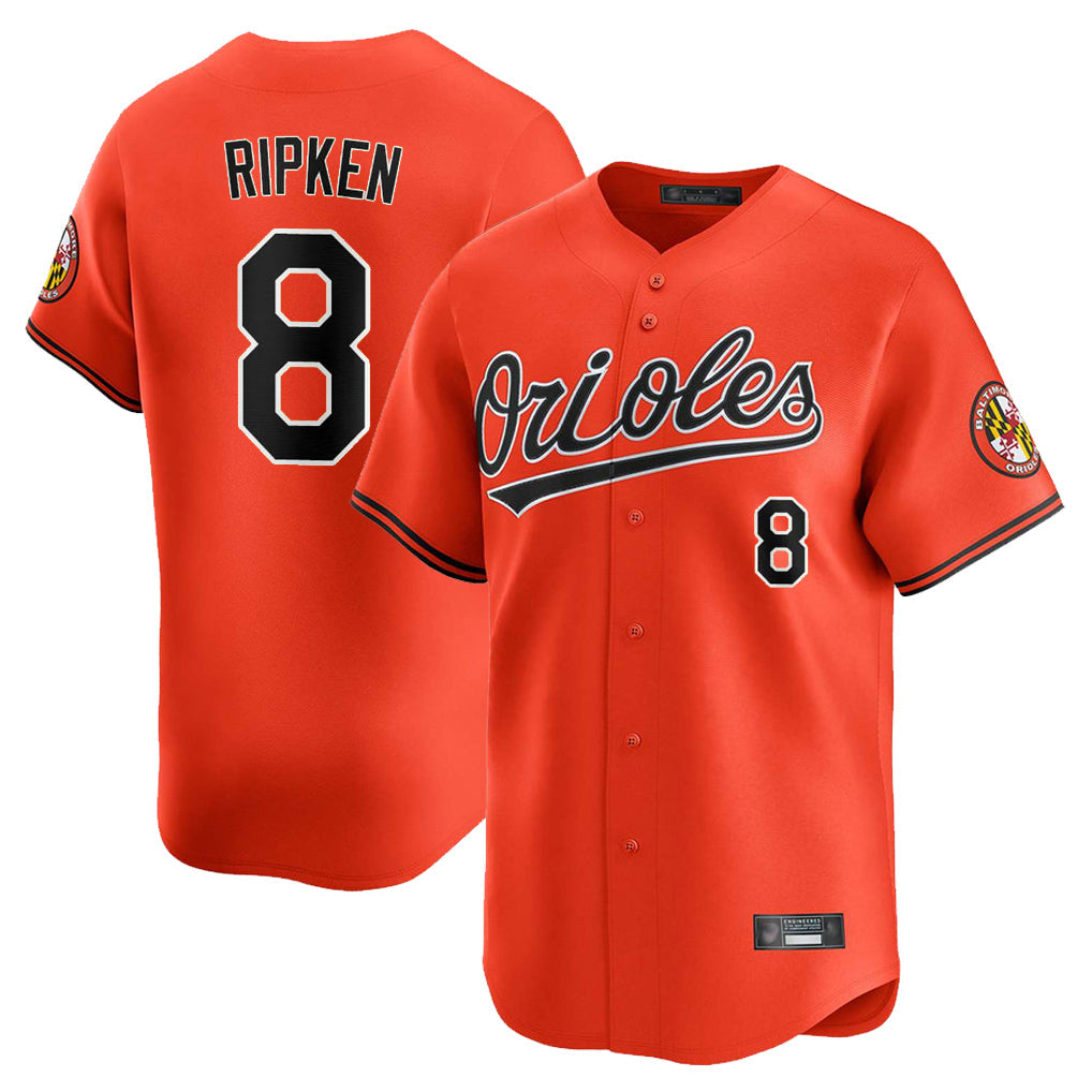 B.Orioles #8 Cal Ripken Player Orange Limited Home Game Gdoa Stitched Jerseys