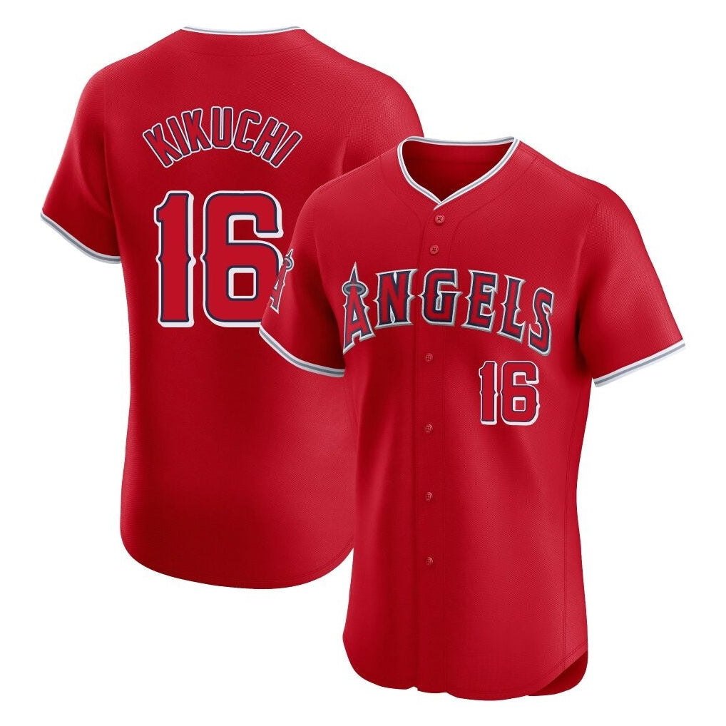 LA.Angels #16 Yusei Kikuchi Player Red Home Limited Elite Gdoa Stitched Jerseys