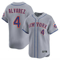 NY.Mets #4 Francisco Alvarez Player Gray Road Limited Home Stitched Jerseys