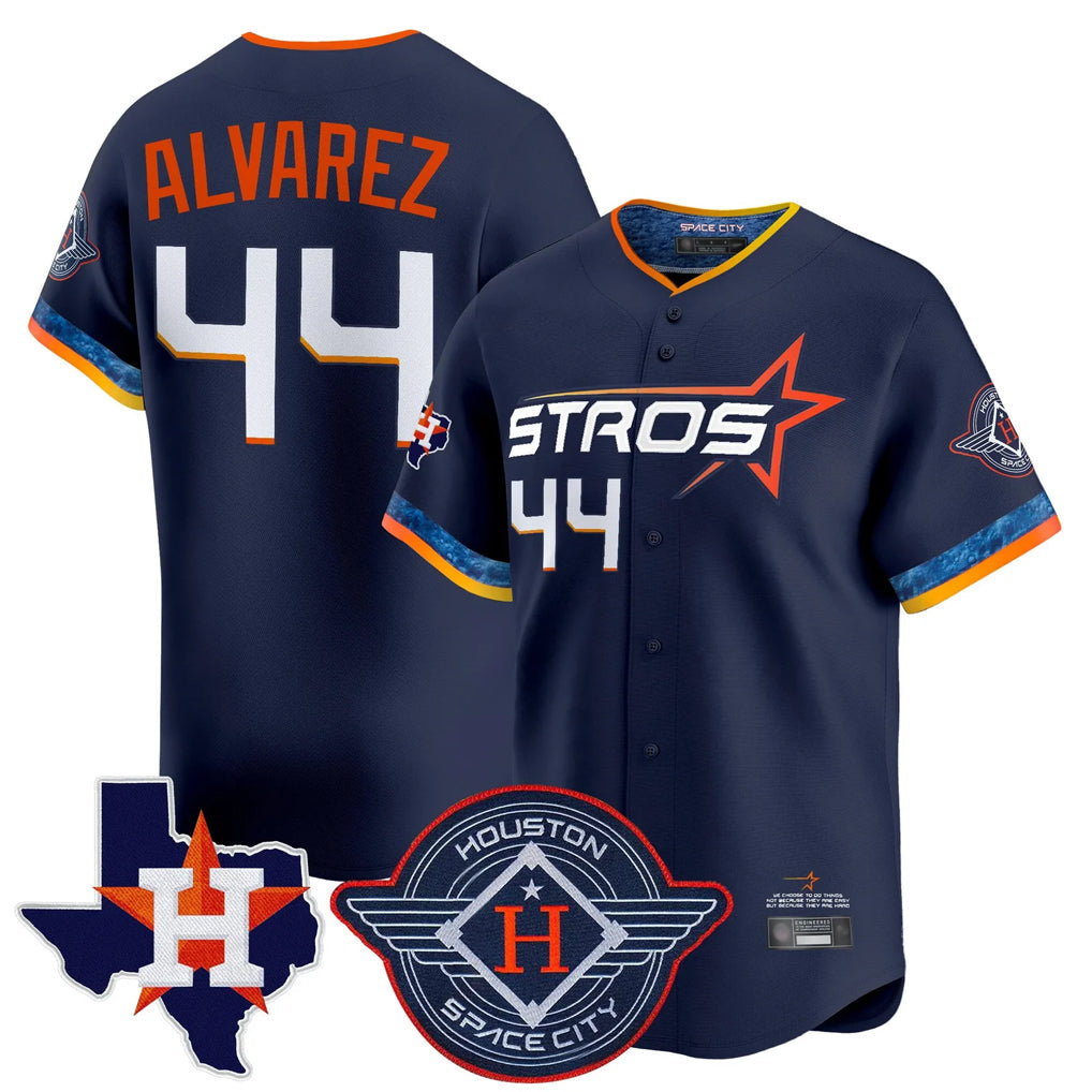 H.Astros #44 Yordan Alvarez Player Navy City Connect Texas Patch Vapor Premier Limited Home Gdoa Stitched Jerseys