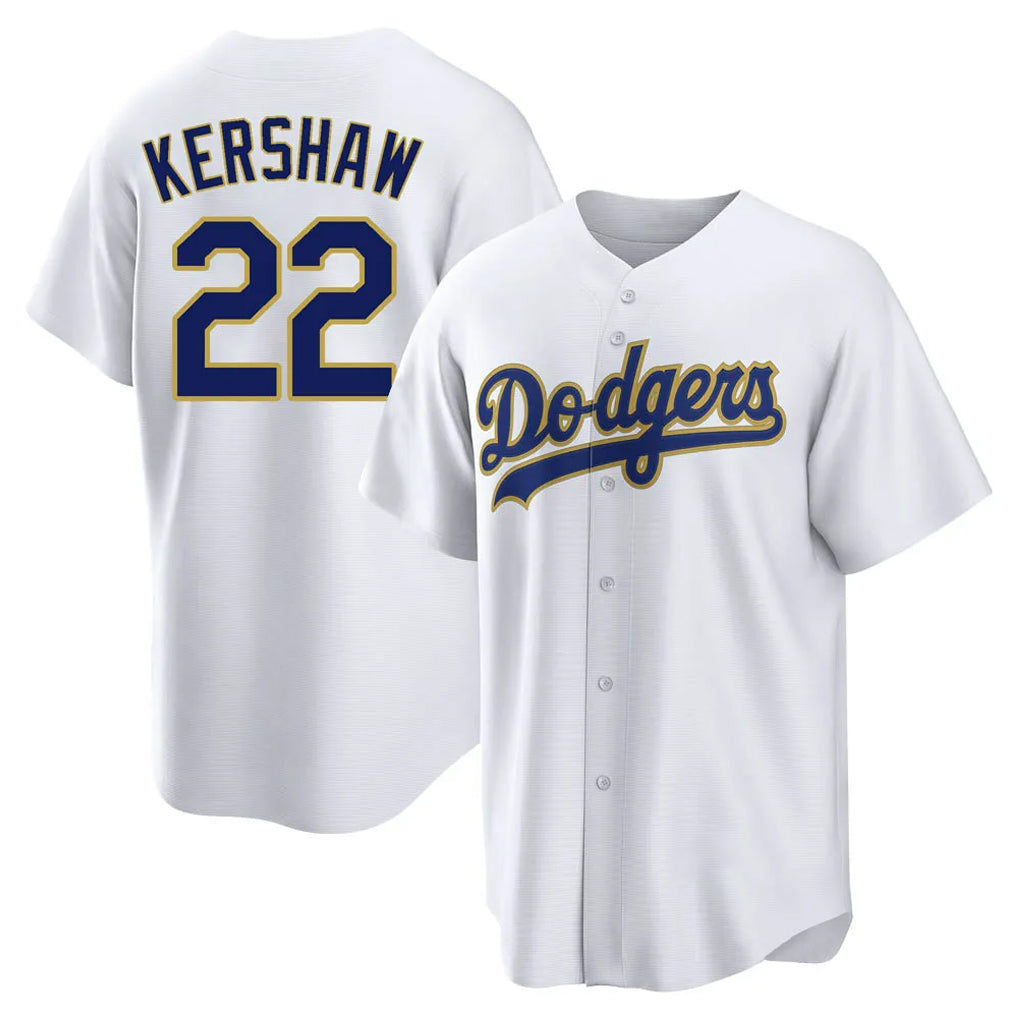 LA.Dodgers #22 Clayton Kershaw Player Gold White 2026 Collection Stadium Game Gdoa Stitched Jerseys