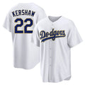 LA.Dodgers #22 Clayton Kershaw Player Gold White 2026 Collection Stadium Game Gdoa Stitched Jerseys
