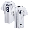 D.Tigers #8 Matt Vierling Player White Home Game Gdoa Stitched Jerseys
