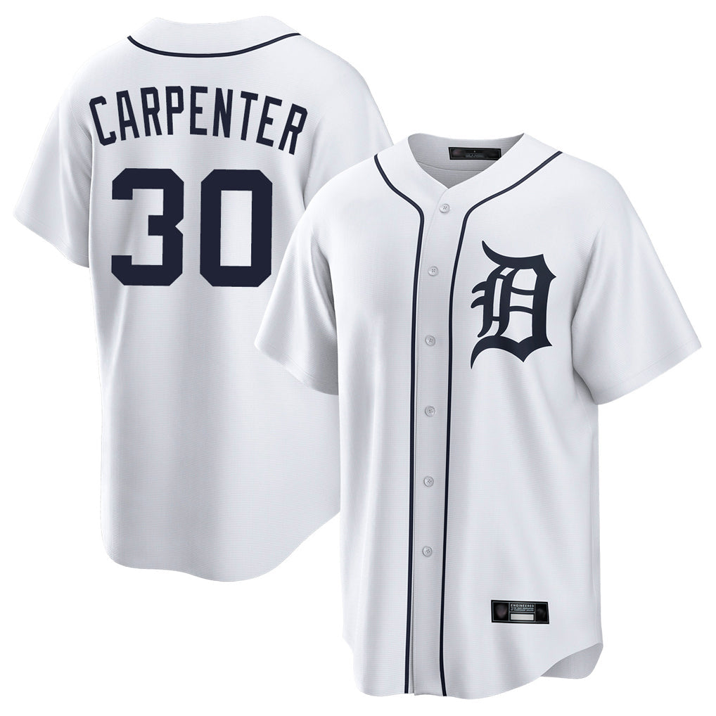 D.Tigers #30 Kerry Carpenter Player White Home Game Gdoa Stitched Jerseys